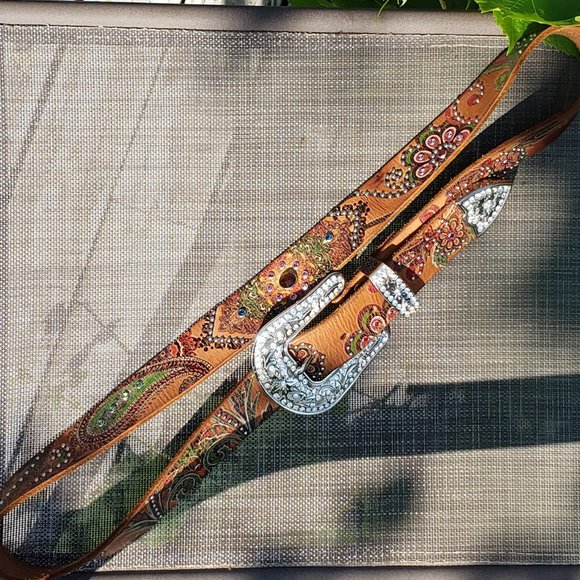 Nocona Belt Co. Accessories - NOCONA Belts Co. Vintage Western Genuine leather and rhinestone 40"-44" belt